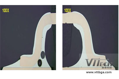 BGA返修焊接斷裂對(duì)比圖分析